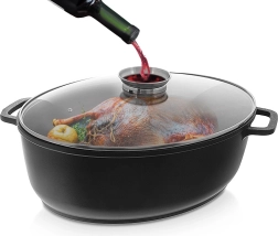 Granito ovalus kepimo indas su dangčiu 12 l ORION Grande