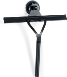 Juodas stiklo nubraukiklis su siurbtukiniu kabliuku