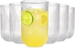 Vilde 400 ml stiklinių rinkinys, 6 vnt – rumbuotos permatomos gėrimų stiklinės