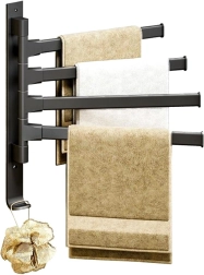 Pasukamas rankšluosčių laikiklis su 4 rankenomis — juodas aliuminis