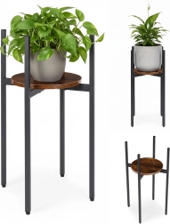 ModernHome loft stiliaus gėlių stovas su metaline konstrukcija ir medine lentele