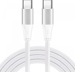 USB-C laidas 2 m, baltas, 60 W, PD 3.0 ir QC 4.0+