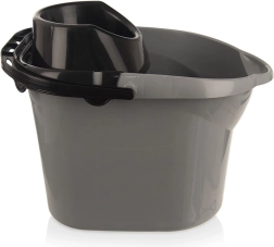 Pilkas 12 l grindų kibiras su gręžtuvu