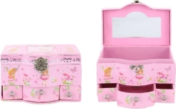 Medinė papuošalų dėžutė su veidrodėliu ir stalčiukais