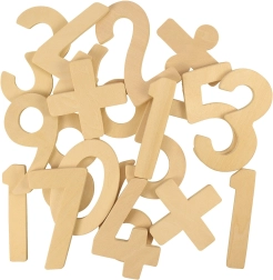 Bigjigs Toys medinės skaičių figūros ir ženklai vaikams