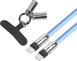 Mėlynas USB‑C 2 viename laidas su kaklo virvele, 1 m