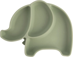 Vaikiška silikoninė dalyta lėkštė drambliukas, žalia 23,5 × 19 × 3,5 cm