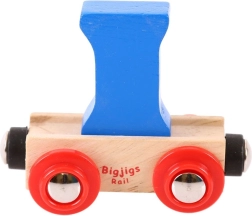 Vagonėlis su raide I mediniam traukinių bėgelių rinkiniui Bigjigs Rail