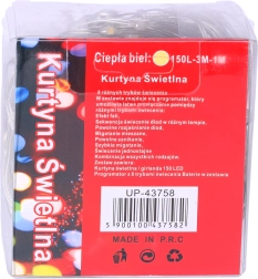 Šviesos užuolaida 3 m per USB – šiltai balta