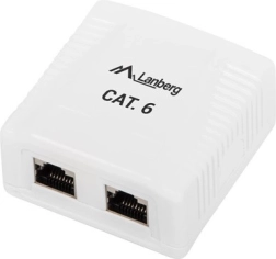 Surface-Mounted LAN Socket 2x RJ45 Category 6 White