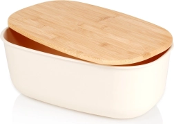 Duoninė su bambukiniu dangčiu, kreminė 39 × 23,5 × 15,5 cm