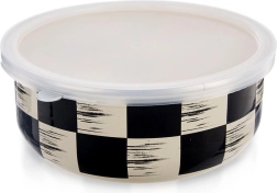 Enamel Bowl with Lid Chessboard 15.5 cm, 800 ml