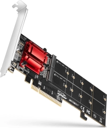 AXAGON PCIe x8 adapter for 2× M.2 NVMe with RAID, compatible without bifurcation, full and low-profile bracket