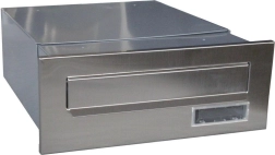 Stainless steel mailbox for walling into a post 320–540 × 250 × 110 mm