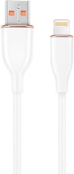 USB-A to 8‑pin silicone cable for charging and data transfer, white