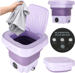 Sulankstoma mini kelioninė skalbyklė 8 l (violetinė)