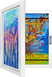 Vaikų piešinių A4 rėmelis su atidaromu priekiumi – talpa iki 150 darbų
