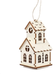 Magic of Wood medium little house – church with small tower and LED candle