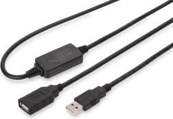 Active USB 2.0 extension cable USB‑A (male) to USB‑A (female) 10 m, black