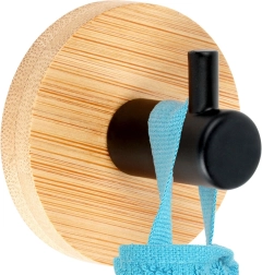 Lipnus bambukinis sieninis kabliukas su juodu metalu, 5 × 3,5 cm