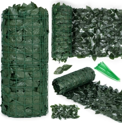 Dirbtinė gebenės tvora 500 × 50 cm, tamsiai žalias balkono ir tvoros uždangalas