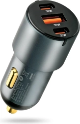 60 W car charger with USB‑C PD and USB QC3.0 (1× USB, 2× USB‑C) black