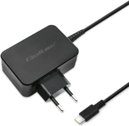 QOLTEC tinklo įkroviklis USB‑C 65 W su Power Delivery ir Quick Charge, juodas