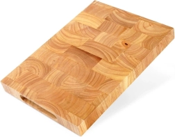 Medinė pjaustymo lentelė iš kaučiukmedžio 35 × 25 cm, dvipusė, su rankenomis