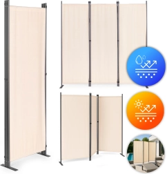 Sulankstoma sodo ir kambario pertvara, 3 skydai, 167x164 cm, smėlio spalvos, MultiGarden
