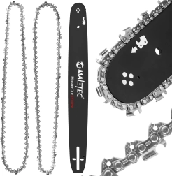 Grandininio pjūklo rinkinys 18" – vedamoji juosta ir 2 grandinės 0,325"