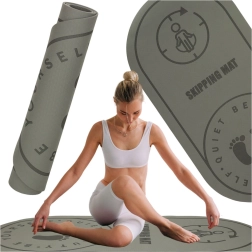 Pilka fitness kilimėlis jogos pratimams ir šokinėjimui, pilkas, 125x61,5x0,6 cm