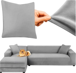 RUHHY kampinio sofos užvalkalas – tamsiai pilkas elastingas veliūras 145–185 cm