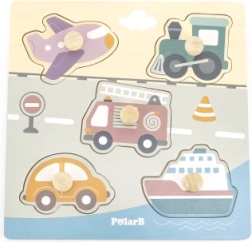 Medinis įstatomasis dėlionės žaislas „Transporto priemonės“ POLARB