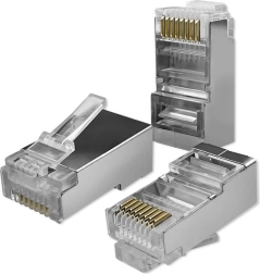 Pass-Through Plug RJ45 CAT5e FTP Pass-Through Gold-Plated Contacts 100 Pieces