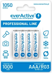 Įkraunamos baterijos AAA R03 1050 mAh, lizdinė pakuotė 4 vnt.