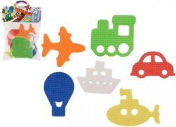 Putplasčio vandens lipdukai – transporto priemonės, 6 vnt.