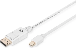 Baltas DisplayPort kabelis 4K 60 Hz miniDP į DP 2 m