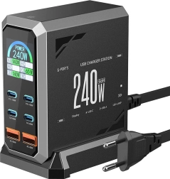 BlitzWolf 240 W tinklo įkroviklis su 4× USB‑C ir 2× USB‑A su Power Delivery
