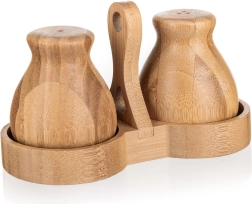 BRILLANTE Bamboo Salt and Pepper Shakers with Stand