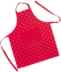 Cotton kitchen apron with polka dots TECKA, red