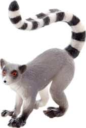 Plastic lemur figurine with a striped tail