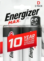 Šarminės D (LR20) baterijos ENERGIZER MAX, lizdinė pakuotė 2 vnt.