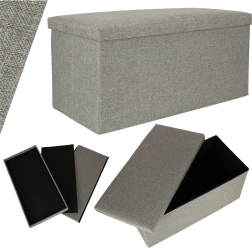 Pilkas sulankstomas laikymo pufas 76x38x38 cm