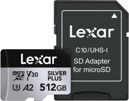 MicroSD Card 512 GB Silver Plus (C10, A2, U3, V30) 205/150 MB/s