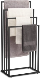 Laisvai pastatomas metalinis rankšluosčių stovas, 4 svirtelės – juodas