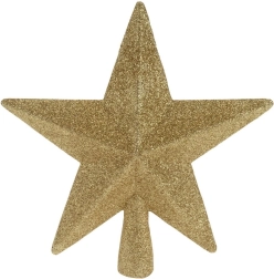 Gold shatterproof star tree topper 19 cm