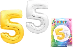 Pripučiama balionė išpuošta skaičiaus 5 forma