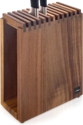 Medinis peilių stovas iš riešutmedžio su skyriais