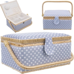 Sewing basket blue with polka dots 30 × 23 × 16 cm