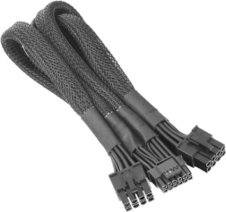 PCIe Gen5 maitinimo kabelio adapteris 2x 8 pin į 12+4 pin 12VHPWR, 600 mm